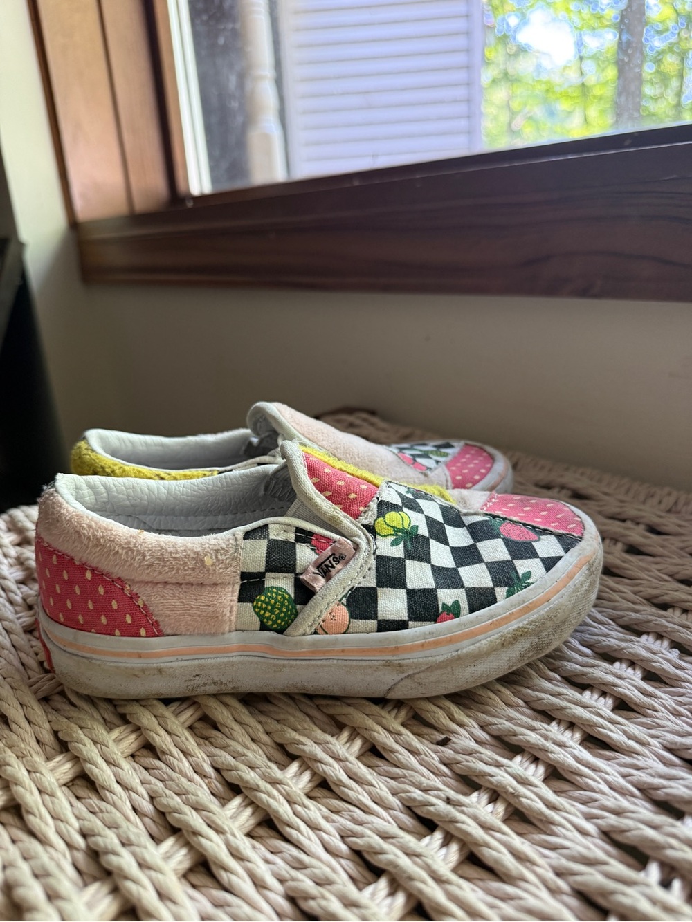 Vans Kids Pink Strawberry Checkered Slip-On Sneakers